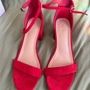Aldo Red Suede Heeled Sandals